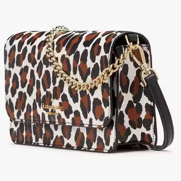 KATE SPADE NEW YORK SPOTTED LEOPARD GOLD CHAIN CROSSBODY BAG - Picture 14 of 15